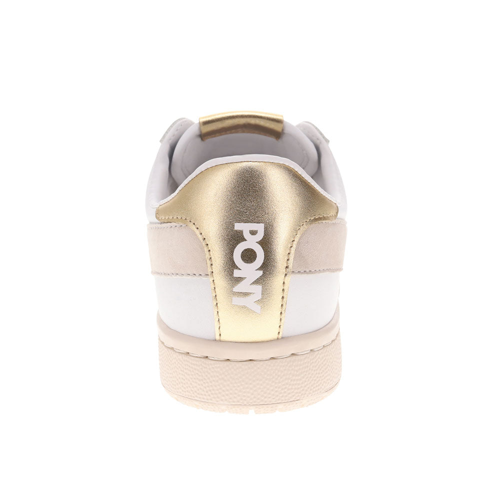 White-PONY Mens M-Pro Low Metallic Genuine Leather Premium Lace Up Athletic Sneaker Shoe