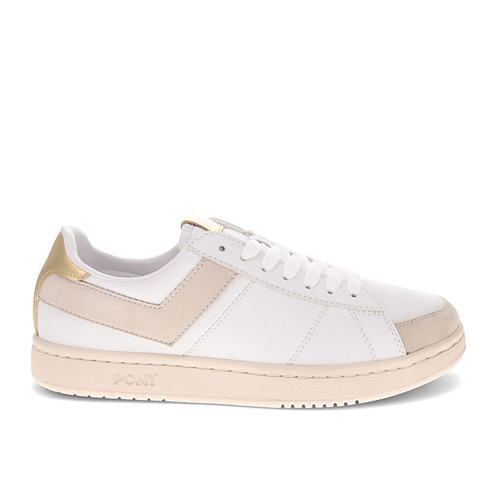 White-PONY Mens M-Pro Low Metallic Genuine Leather Premium Lace Up Athletic Sneaker Shoe