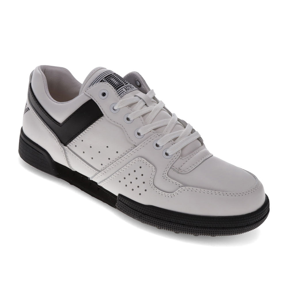 White/Black-PONY Mens Astro Genuine Leather Premium Lace Up Athletic Sneaker Shoe