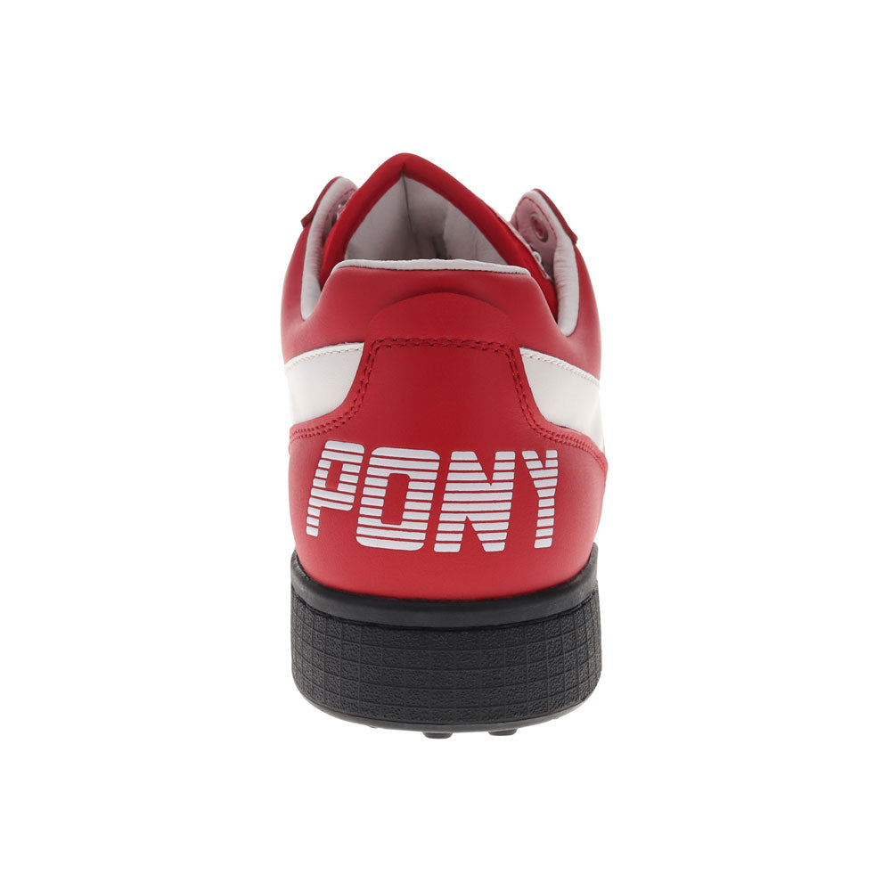 Red/White-PONY Mens Astro Classic Genuine Leather Premium Lace Up Athletic Sneaker Shoe