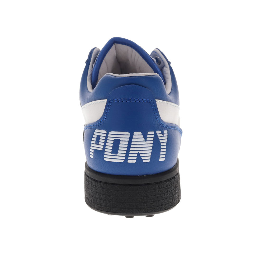 Blue/White-PONY Mens Astro Classic Genuine Leather Premium Lace Up Athletic Sneaker Shoe