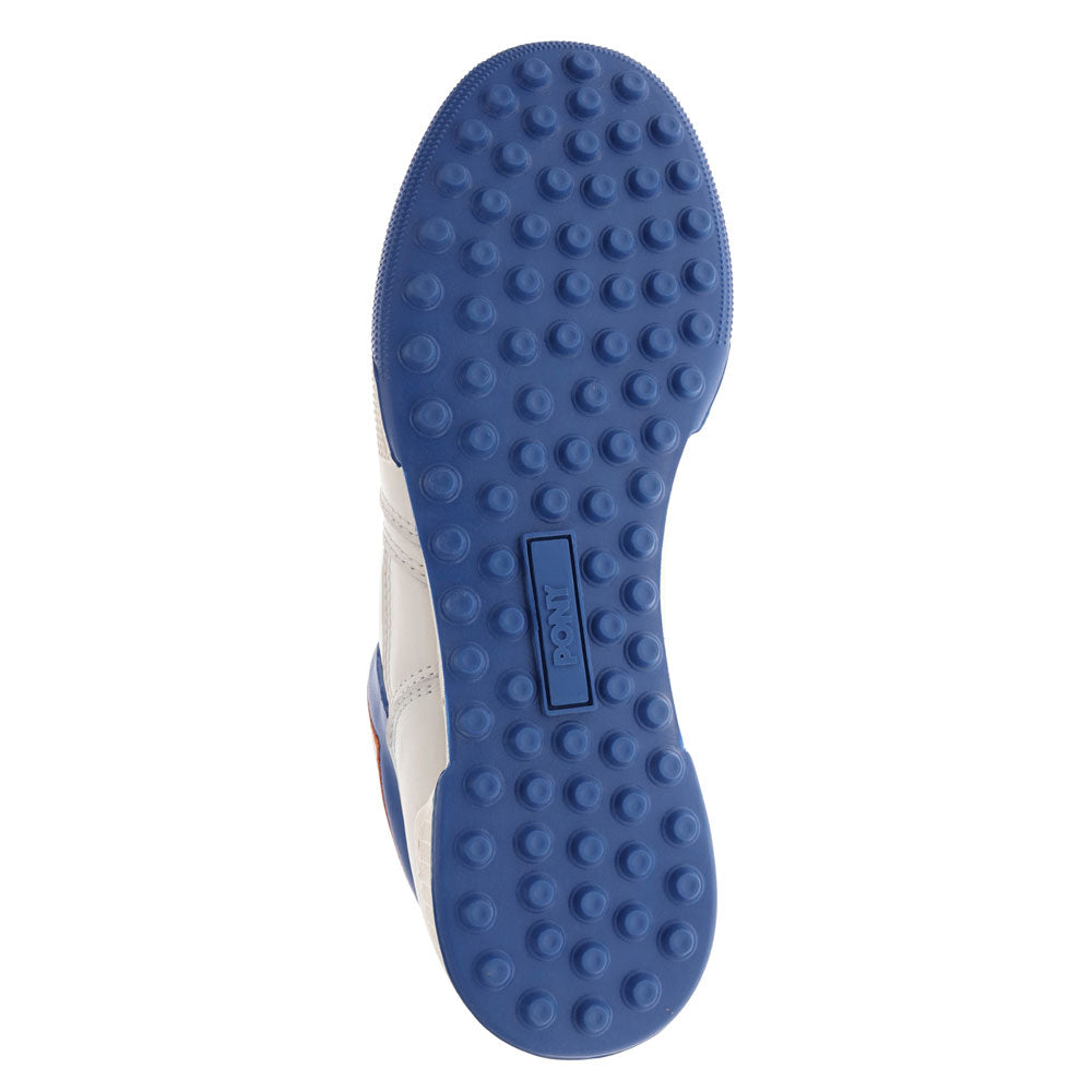 Snow White/Blue/Orange-PONY Mens Astro Classic Genuine Leather Premium Lace Up Athletic Sneaker Shoe
