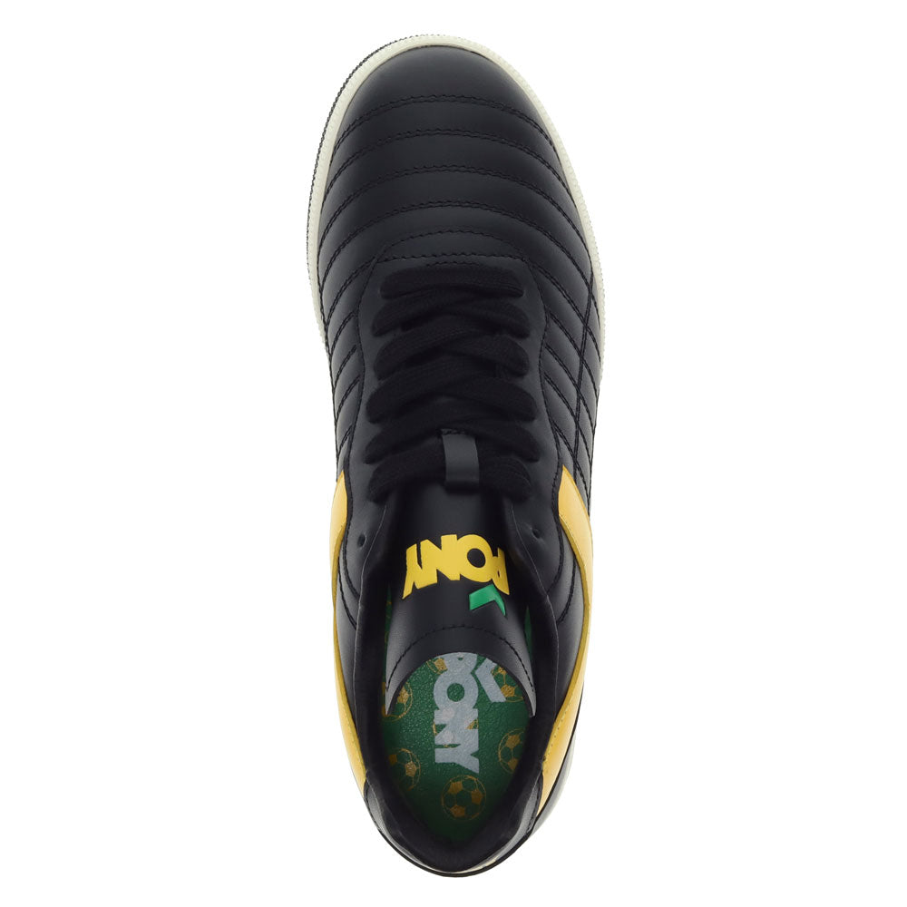 Black/Yellow/Green-PONY Mens Madrid 82 Genuine Leather Premium Lace Up Athletic Sneaker Shoe