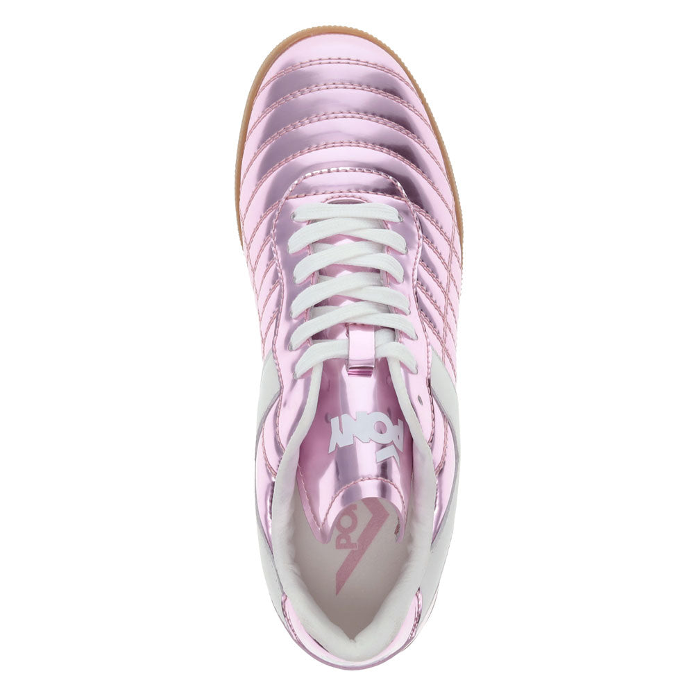 Rose Gold/White-PONY Mens Madrid 82 Metallic Genuine Leather Premium Lace Up Athletic Sneaker Shoe