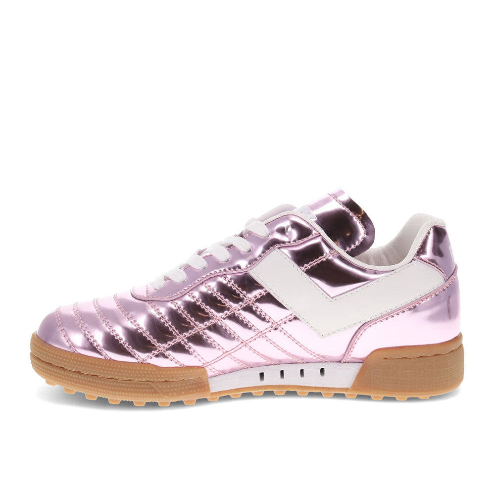 Rose Gold/White-PONY Mens Madrid 82 Metallic Genuine Leather Premium Lace Up Athletic Sneaker Shoe