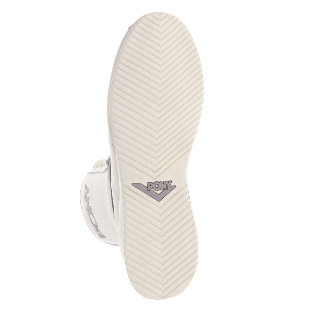 Snow White/Grey-PONY Womens KO-80 High Classic Genuine Leather and Suede Premium Lace Up Athletic Sneaker Shoe