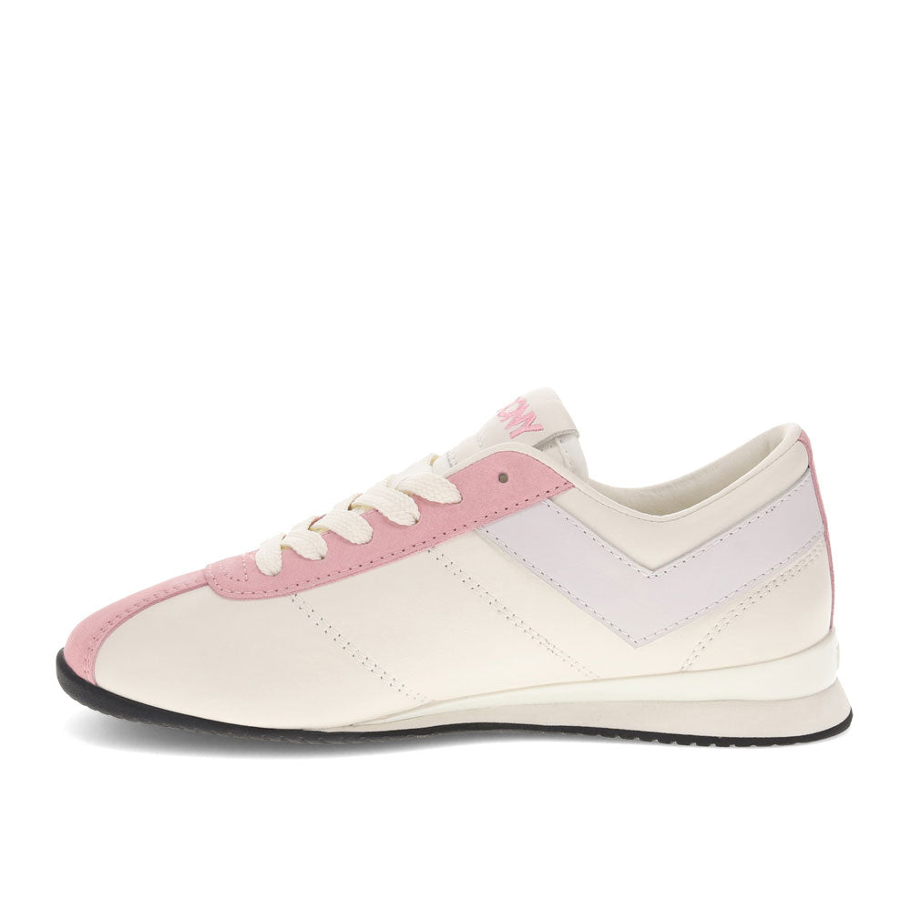 Snow White/Coral Blush/Grey-PONY Womens KO-80 Low Genuine Leather and Suede Premium Lace Up Athletic Sneaker Shoe