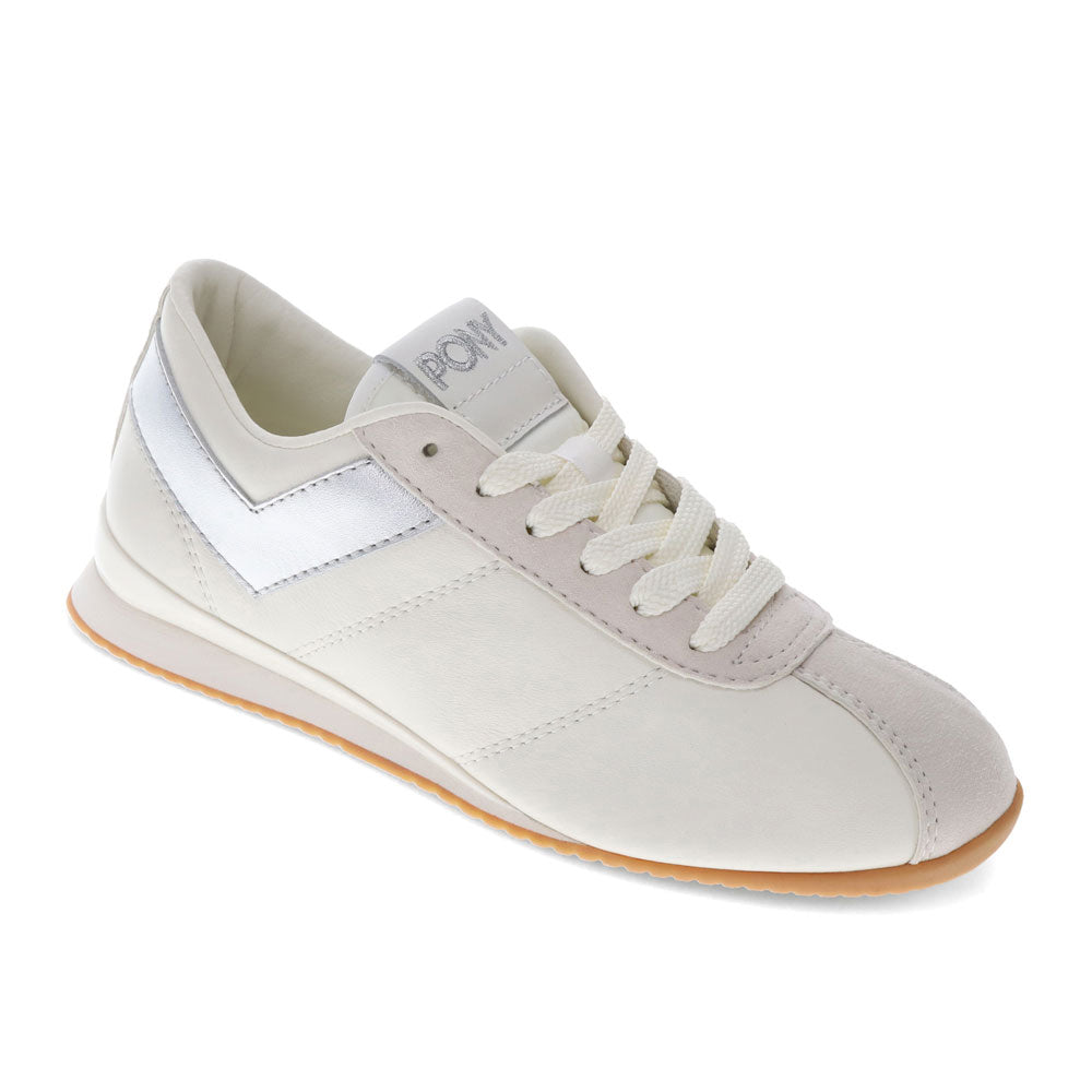Snow White/Moonbeam/Silver-PONY Womens KO-80 Low Genuine Leather and Suede Premium Lace Up Athletic Sneaker Shoe