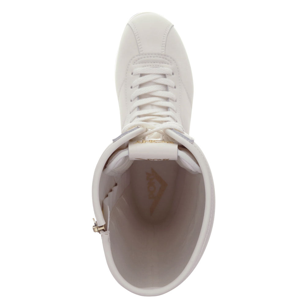 Snow White/Gold-PONY Womens KO-80 Extra High Genuine Leather Premium Lace Up Athletic Sneaker Shoe