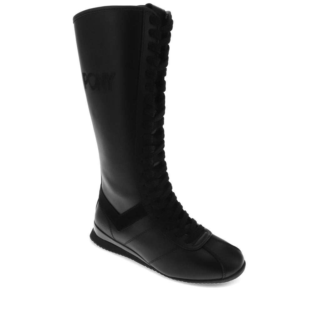 Black-PONY Womens KO-80 Extra High Genuine Leather Premium Lace Up Athletic Sneaker Shoe