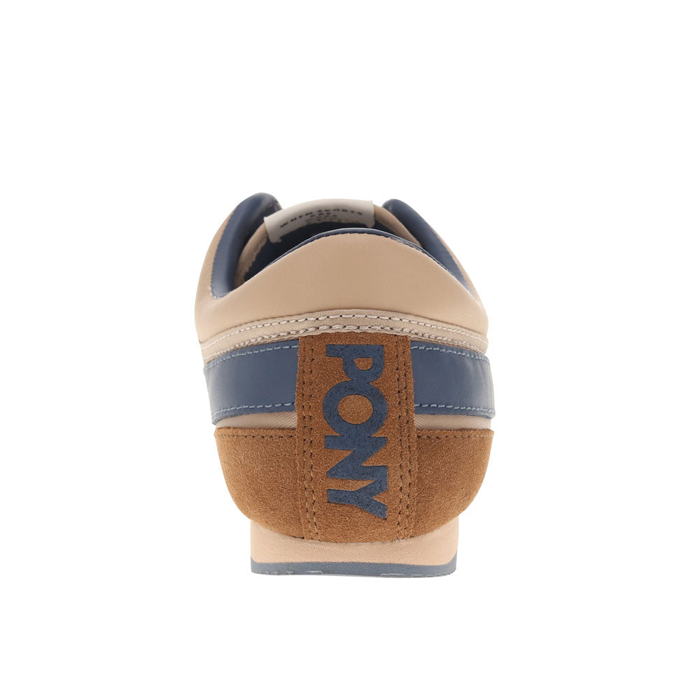 Tan/Brown/Blue-PONY Mens Racer Genuine Suede and Nylon Premium Lace Up Athletic Sneaker Shoe