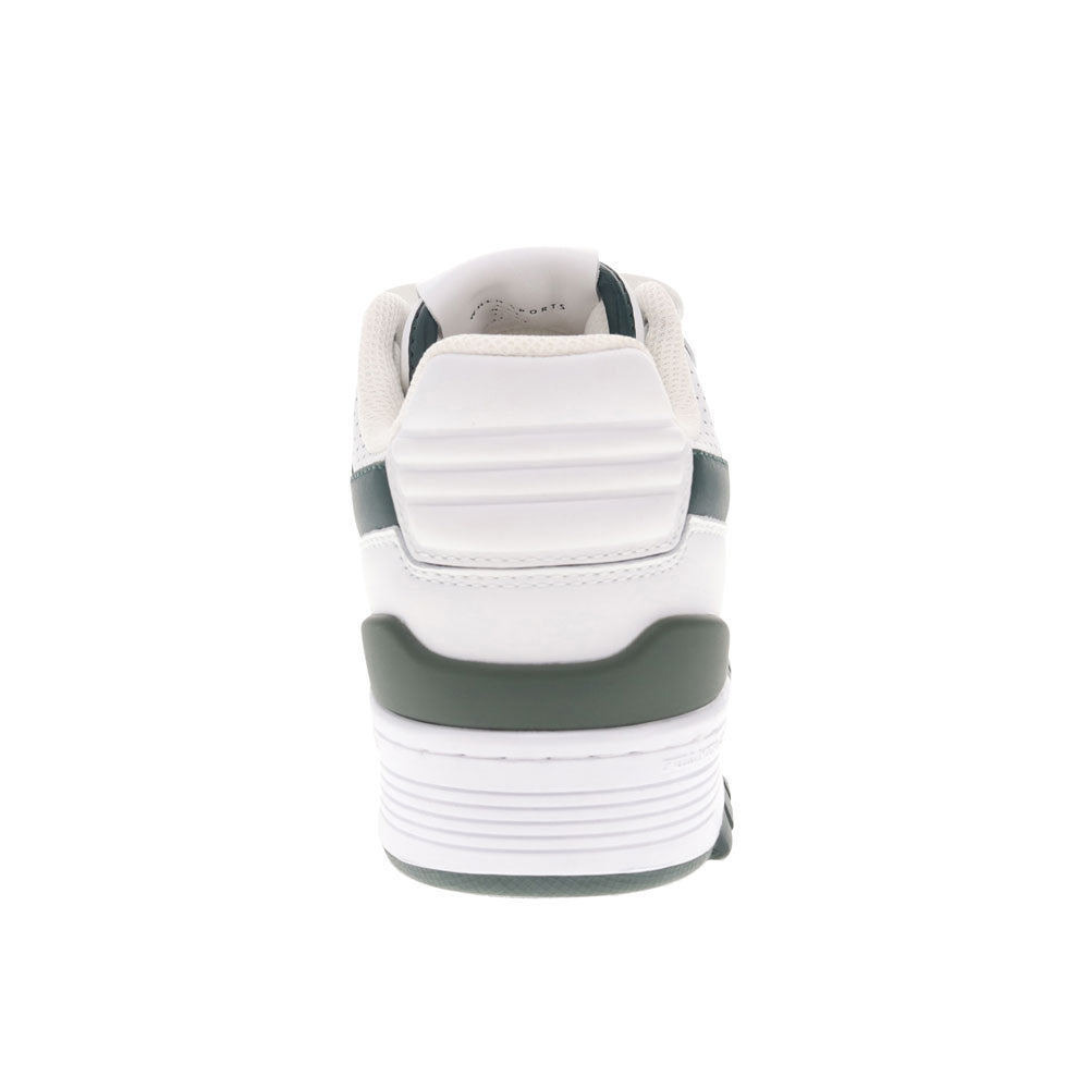 White/Dark Green-PONY Mens M100 Low Genuine Leather Premium Lace Up Athletic Sneaker Shoe