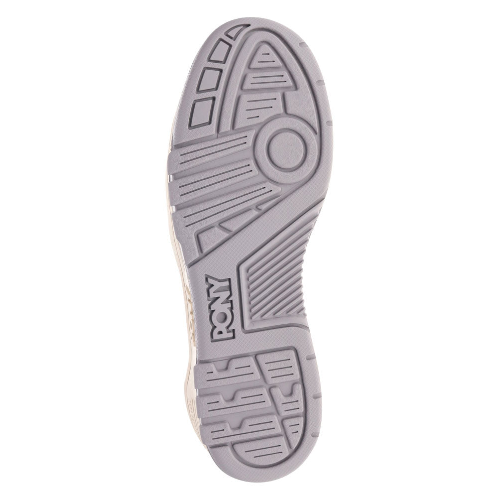 White/Gray-PONY Mens M100 Low Genuine Leather Premium Lace Up Athletic Sneaker Shoe