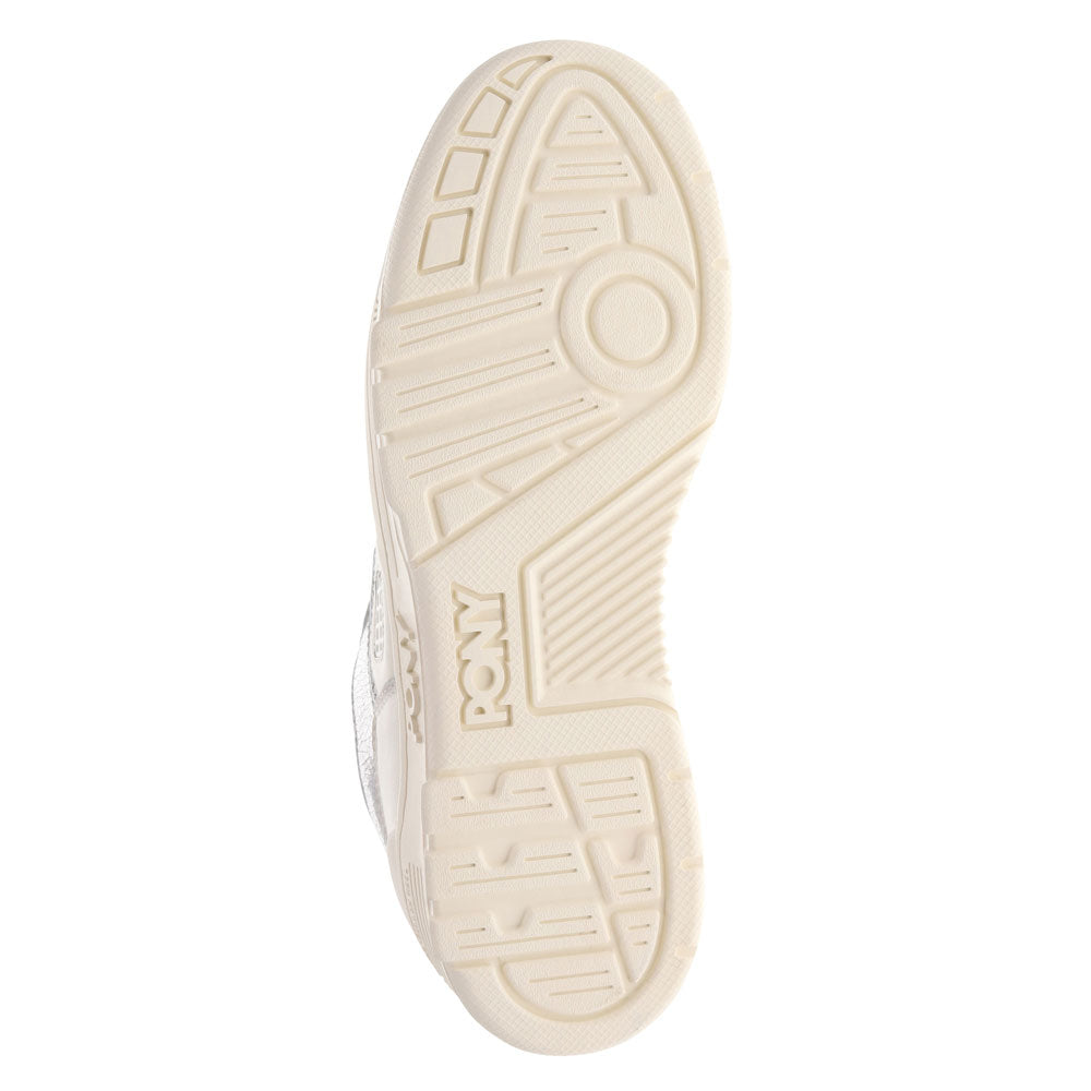 Snow White/Silver-PONY Mens M100 Low Metallic Genuine Leather Premium Lace Up Athletic Sneaker Shoe