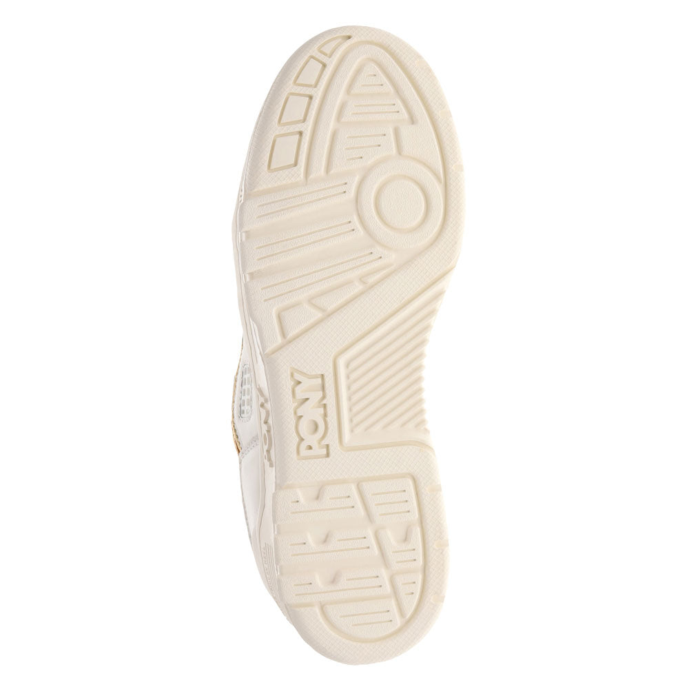 Snow White/Gold-PONY Mens M100 Low Metallic Genuine Leather Premium Lace Up Athletic Sneaker Shoe