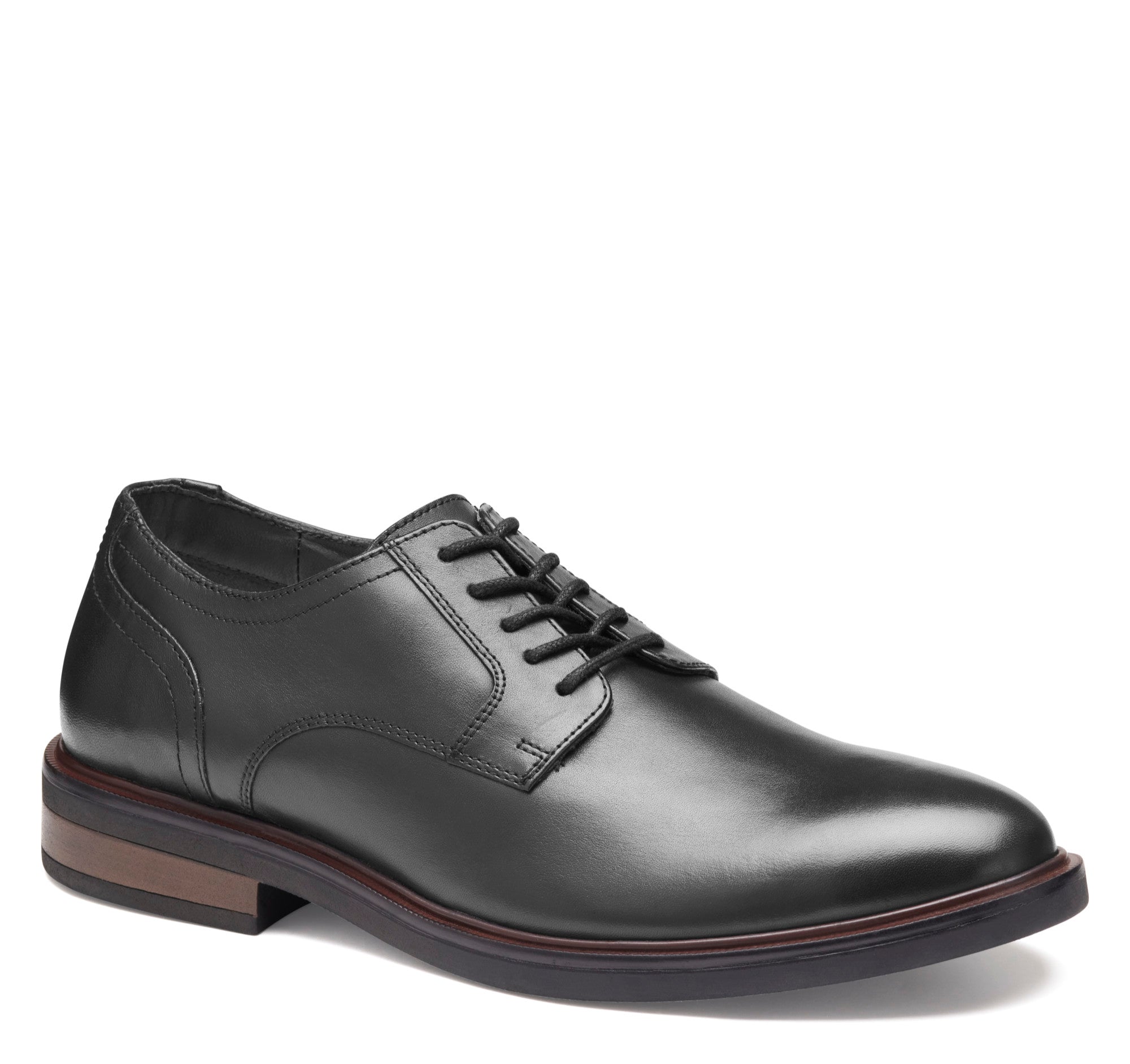 Black Full Grain-Johnston & Murphy Langston Plain Toe Dress Shoe