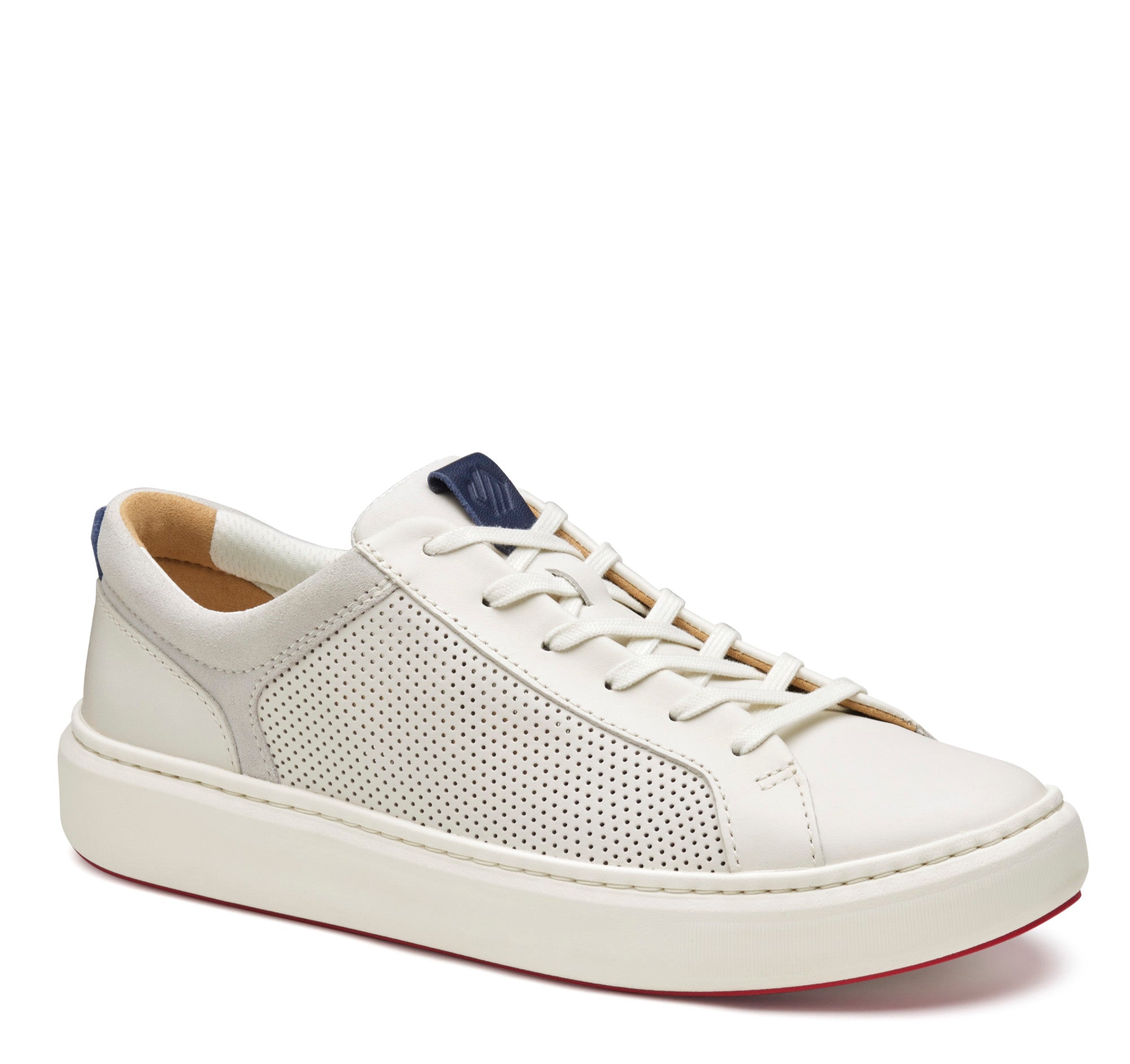 White Full Grain-Johnston & Murphy Men's Mayhew Lace to Toe Perfed Sneaker Shoe