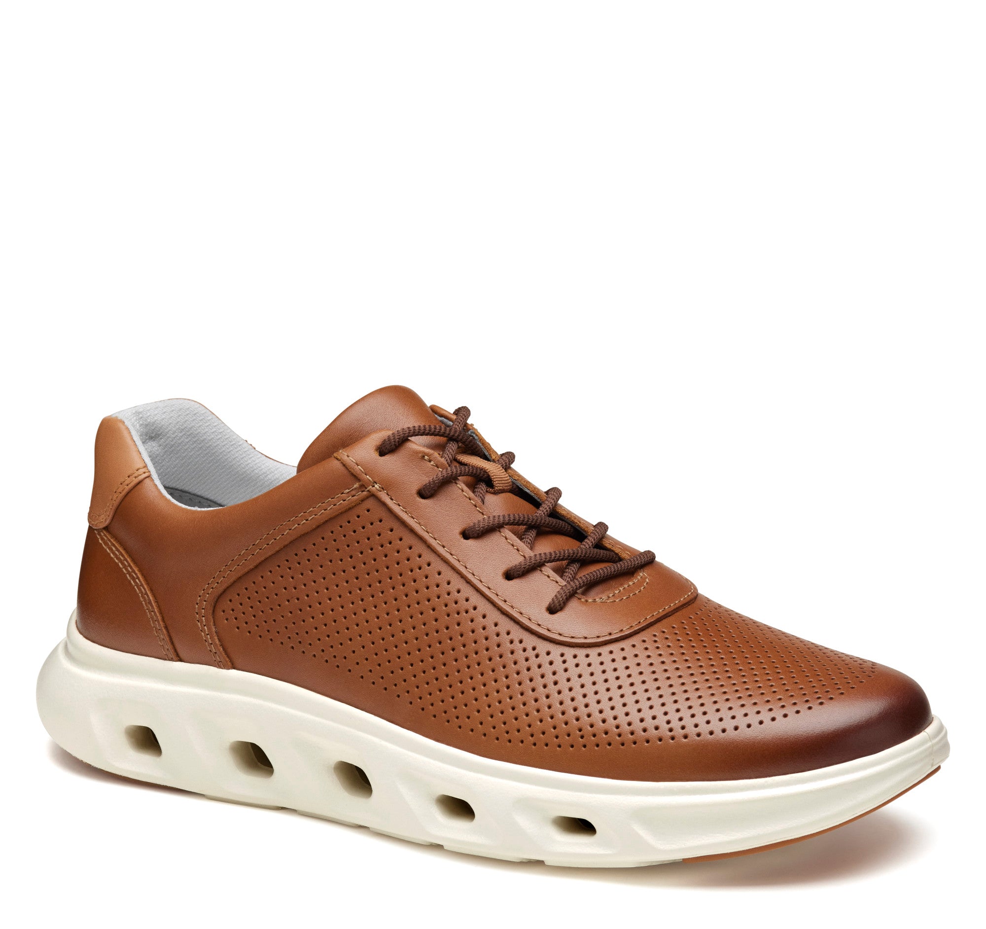 Tan Full Grain-Johnston & Murphy Men's Cruz Perfed U-Throat Sneaker Shoe
