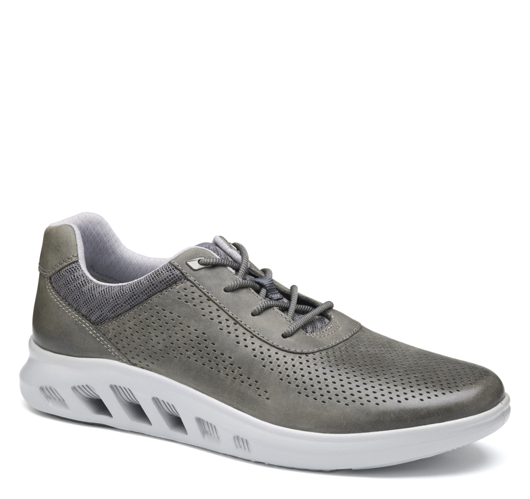 Gray Oiled Full Grain-Johnston & Murphy Men's Move Perfed U-Throat  Shoe