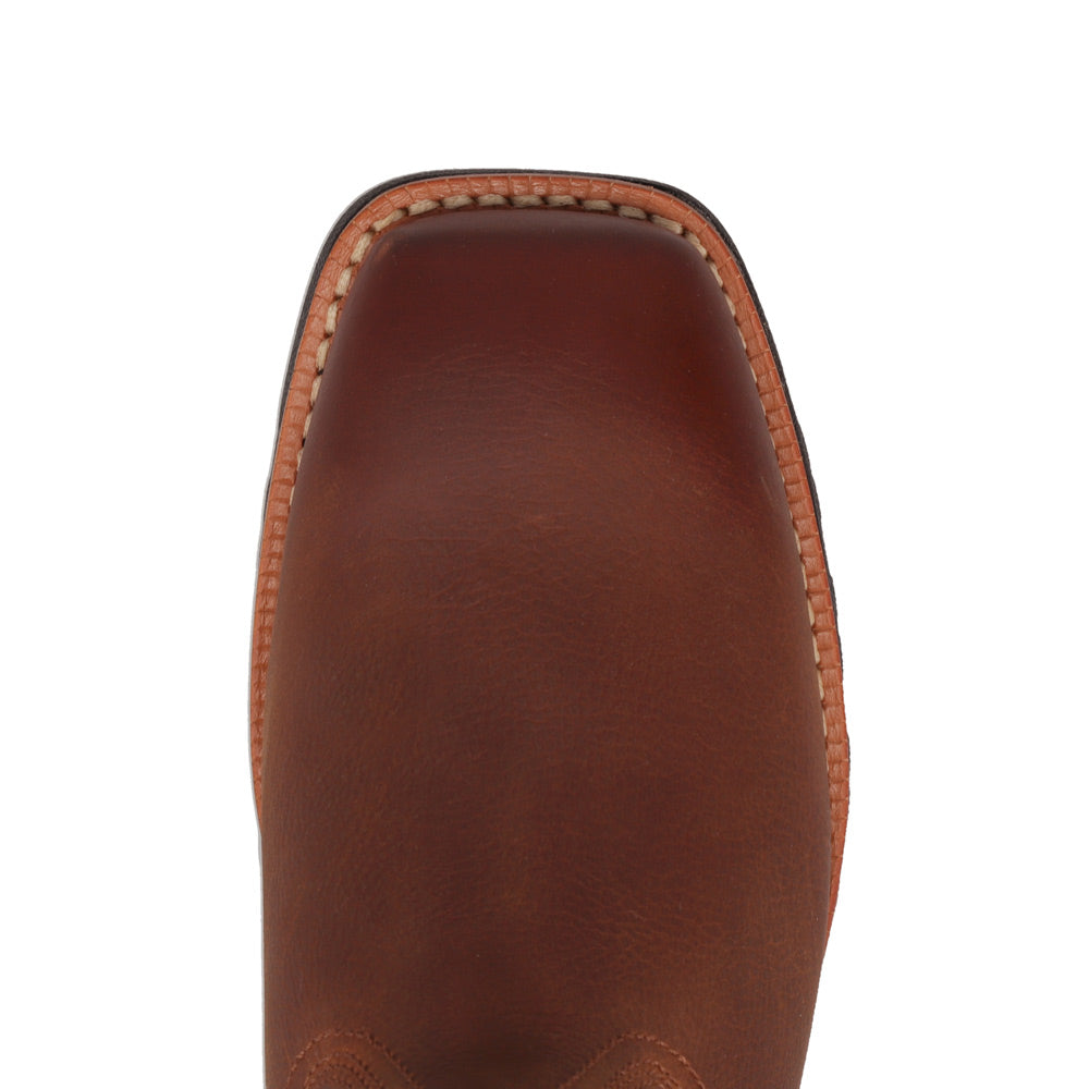 Saddle Tan-WRANGLER Mens Silas Leather Square-Toe Western Cowboy Boot