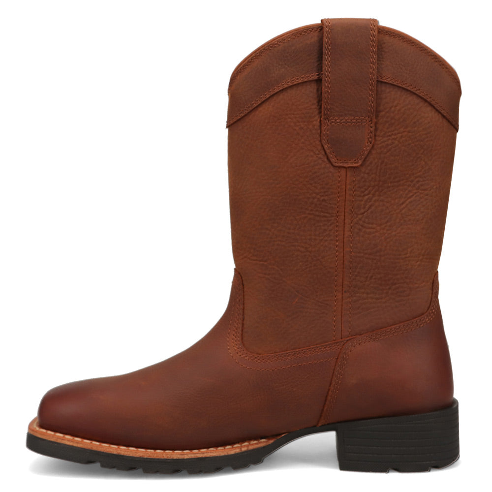 Saddle Tan-WRANGLER Mens Silas Leather Square-Toe Western Cowboy Boot