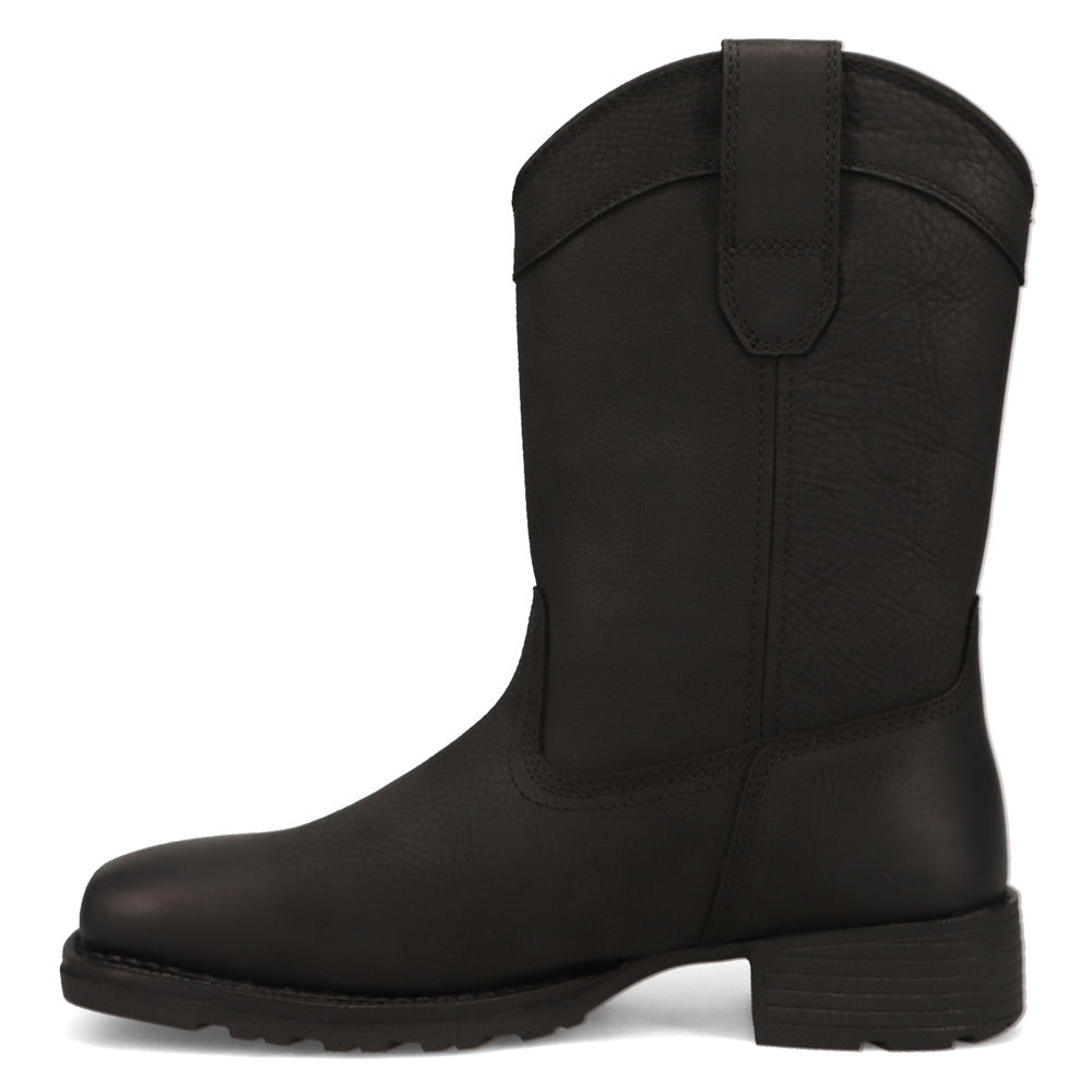 Black-WRANGLER Mens Silas Leather Square-Toe Western Cowboy Boot
