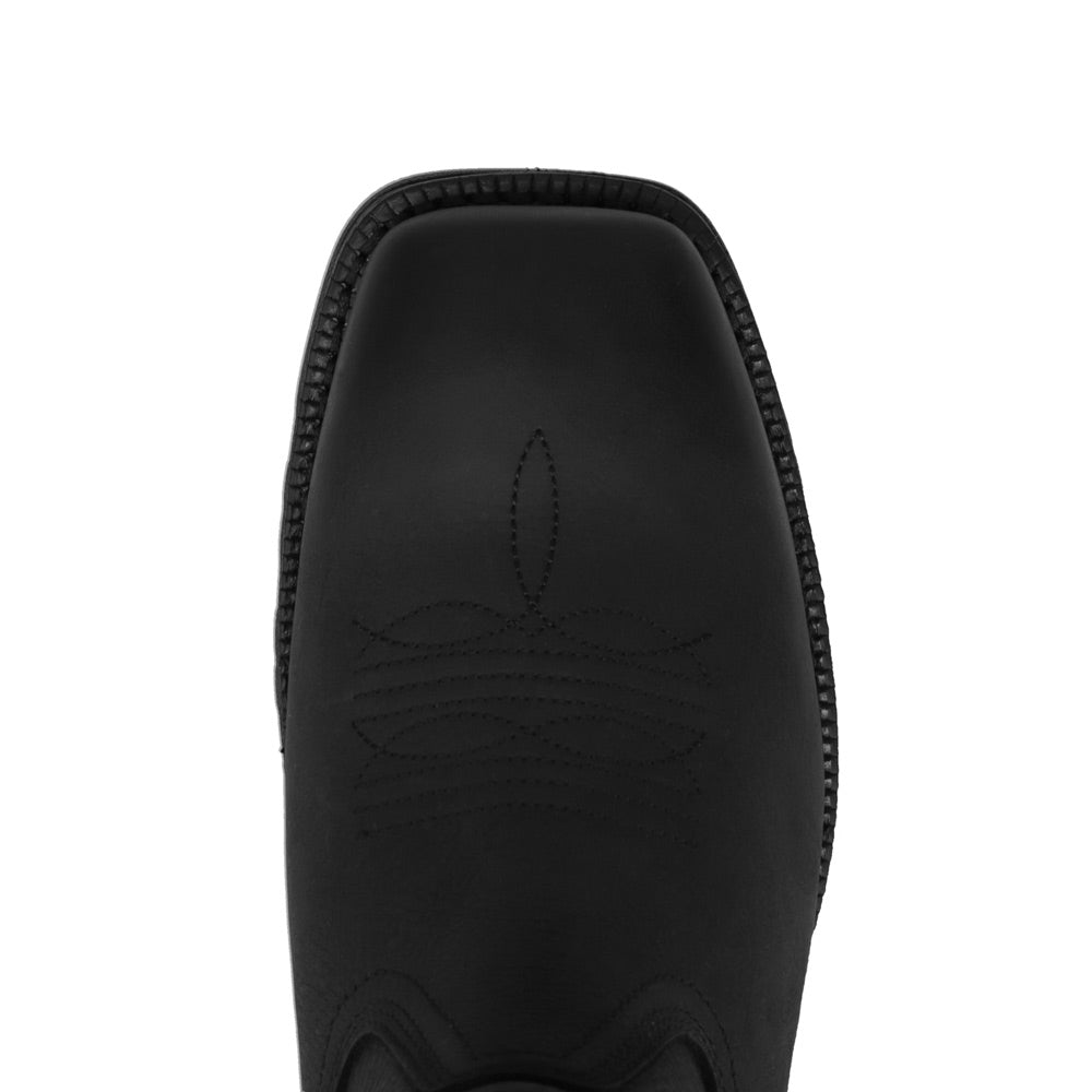 Black-WRANGLER Mens Stockton Vented Square-Toe Western Cowboy Boot