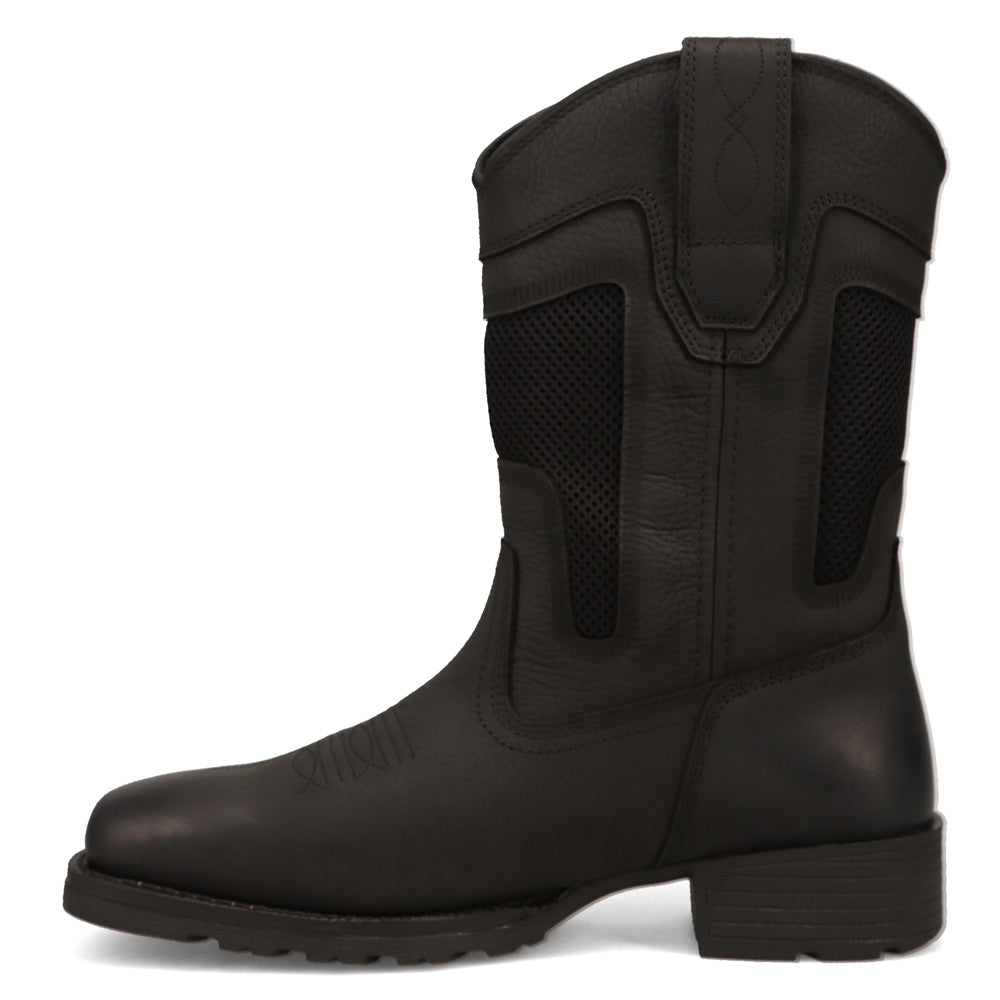 Black-WRANGLER Mens Stockton Vented Square-Toe Western Cowboy Boot