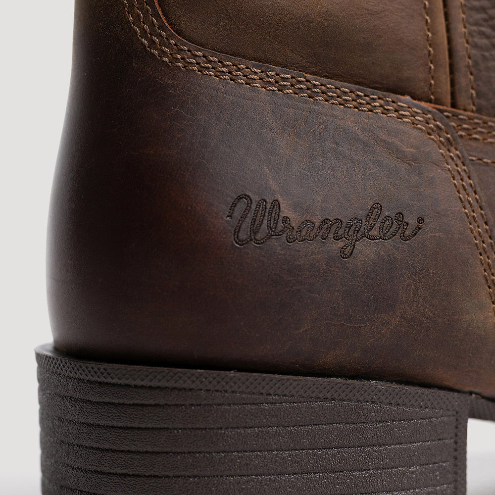 Bridle Brown-WRANGLER Mens Stockton Vented Square-Toe Western Cowboy Boot
