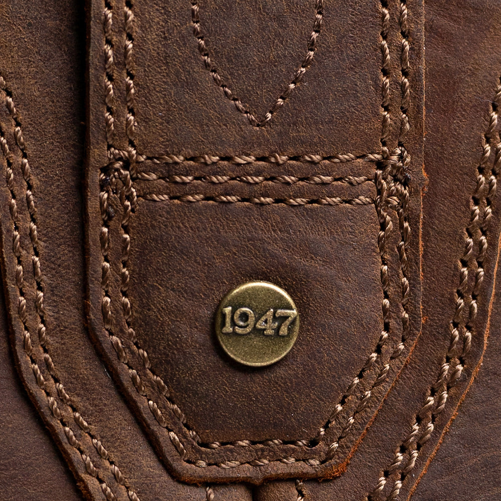 Bridle Brown-WRANGLER Mens Stockton Vented Square-Toe Western Cowboy Boot