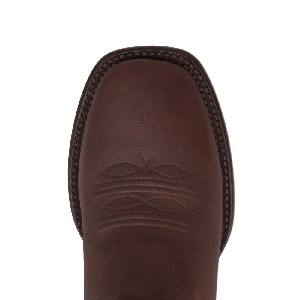 Saddleback Brown-WRANGLER Mens Montana Broad Square-Toe Leather Western Cowboy Boot