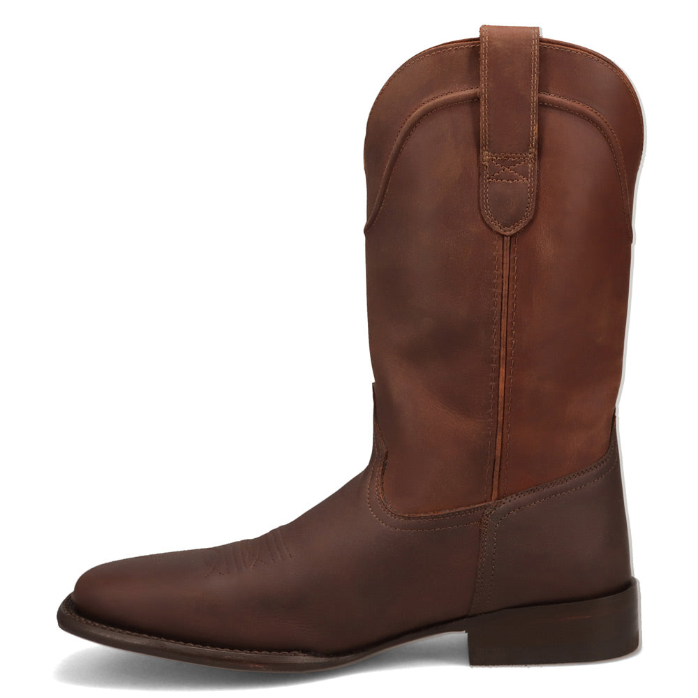 Saddleback Brown-WRANGLER Mens Montana Broad Square-Toe Leather Western Cowboy Boot