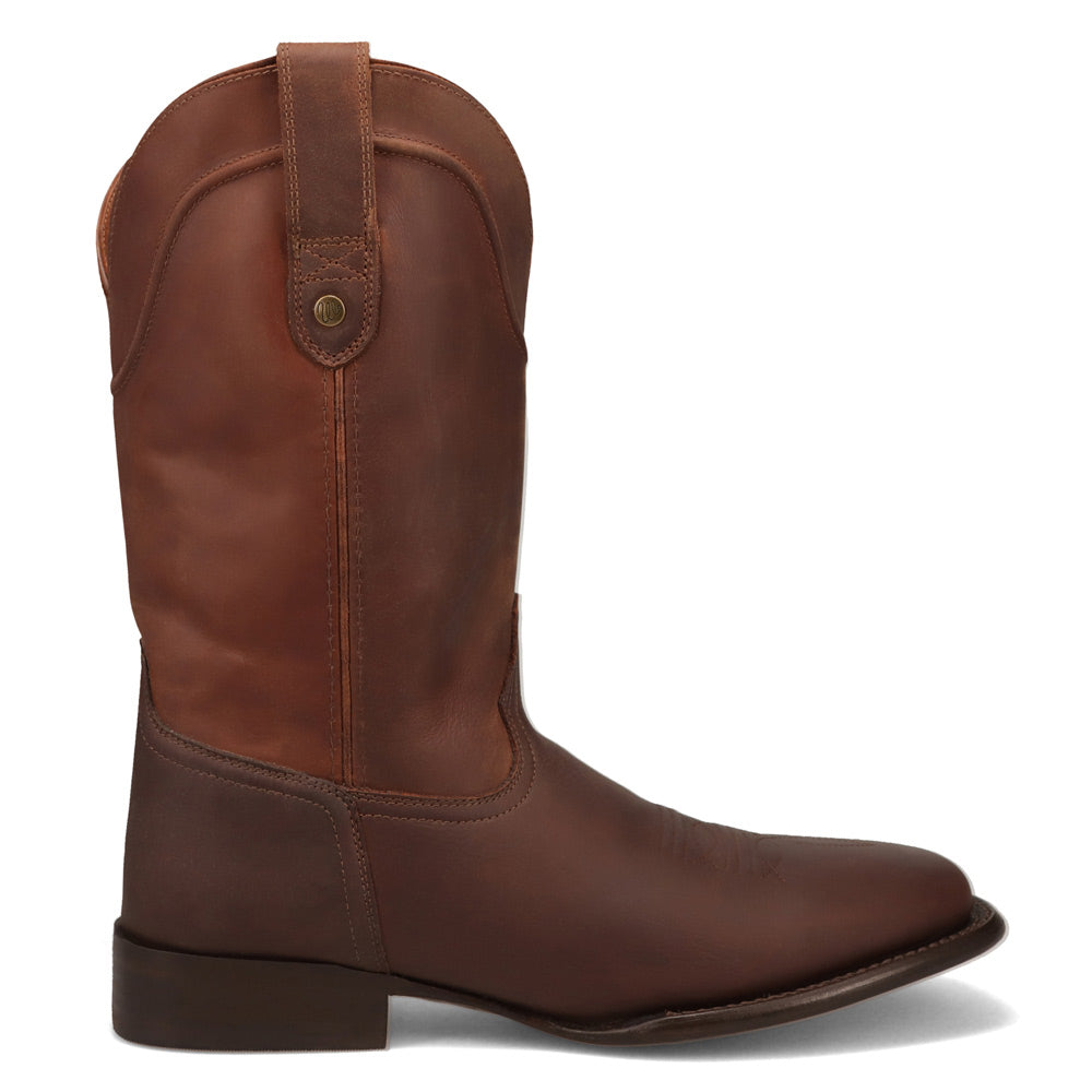 Saddleback Brown-WRANGLER Mens Montana Broad Square-Toe Leather Western Cowboy Boot