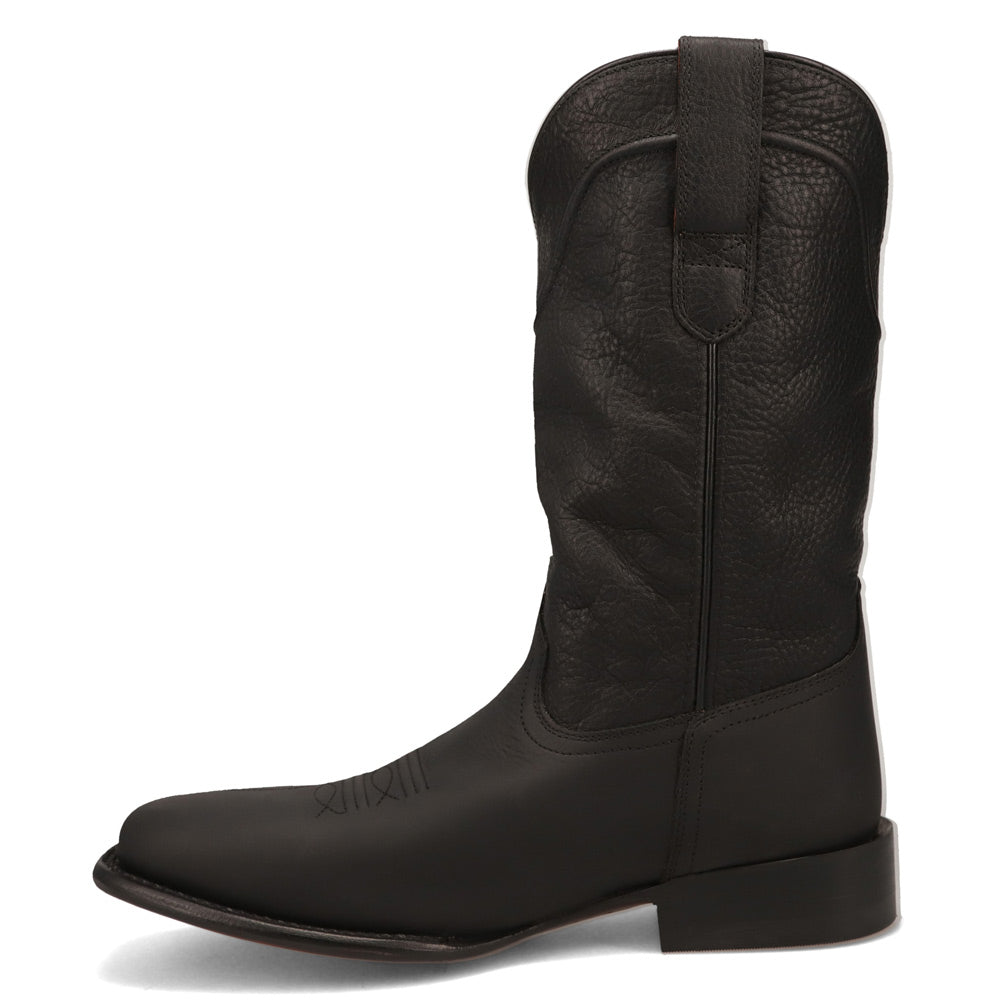 Black-WRANGLER Mens Montana Broad Square-Toe Leather Western Cowboy Boot