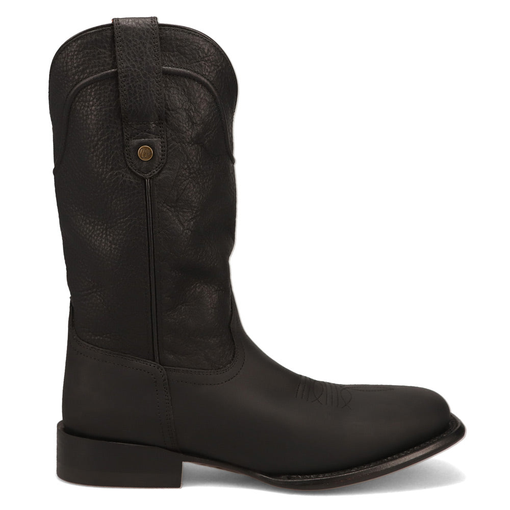 Black-WRANGLER Mens Montana Broad Square-Toe Leather Western Cowboy Boot