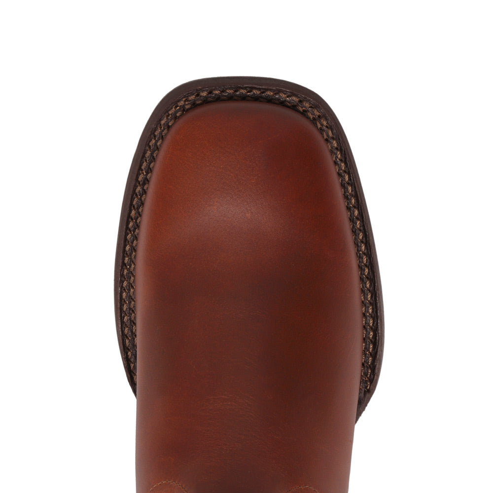Tan-WRANGLER Mens Macon Two-Tone Broad Square-Toe Western Cowboy Boot