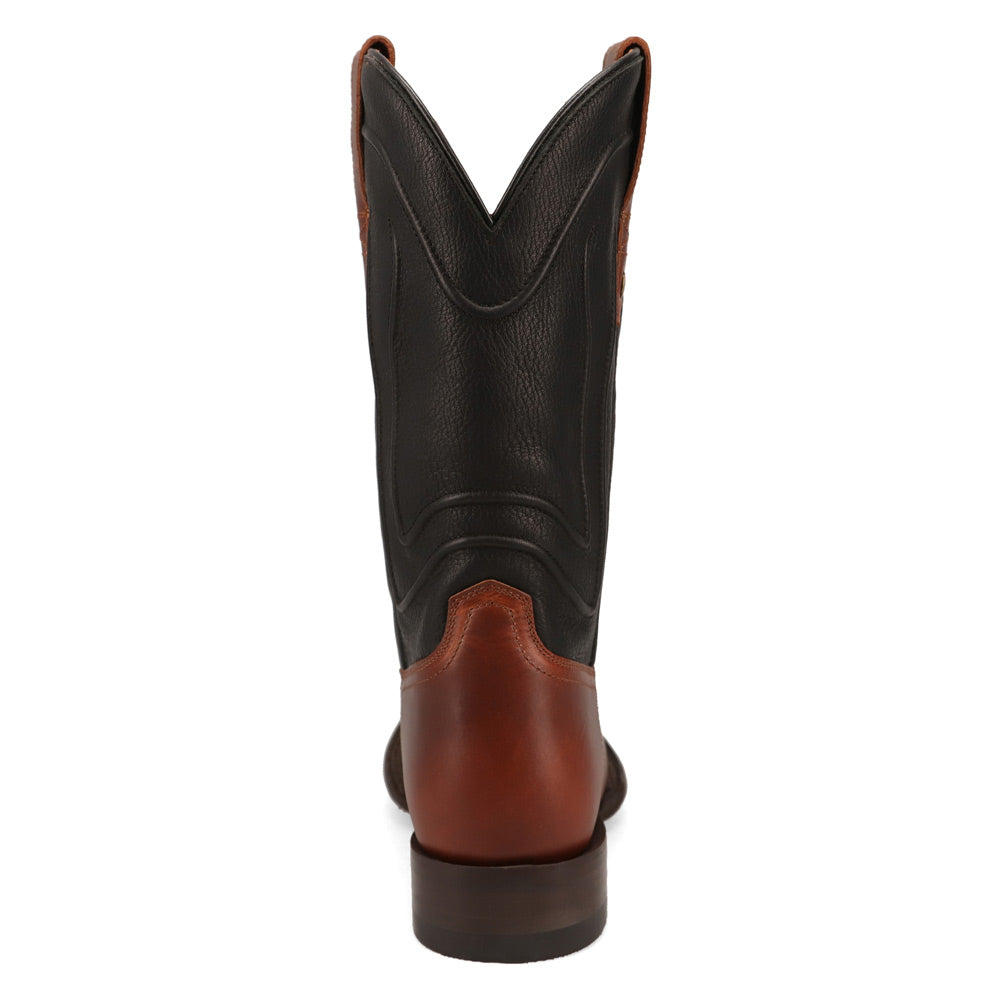 Tan-WRANGLER Mens Macon Two-Tone Broad Square-Toe Western Cowboy Boot