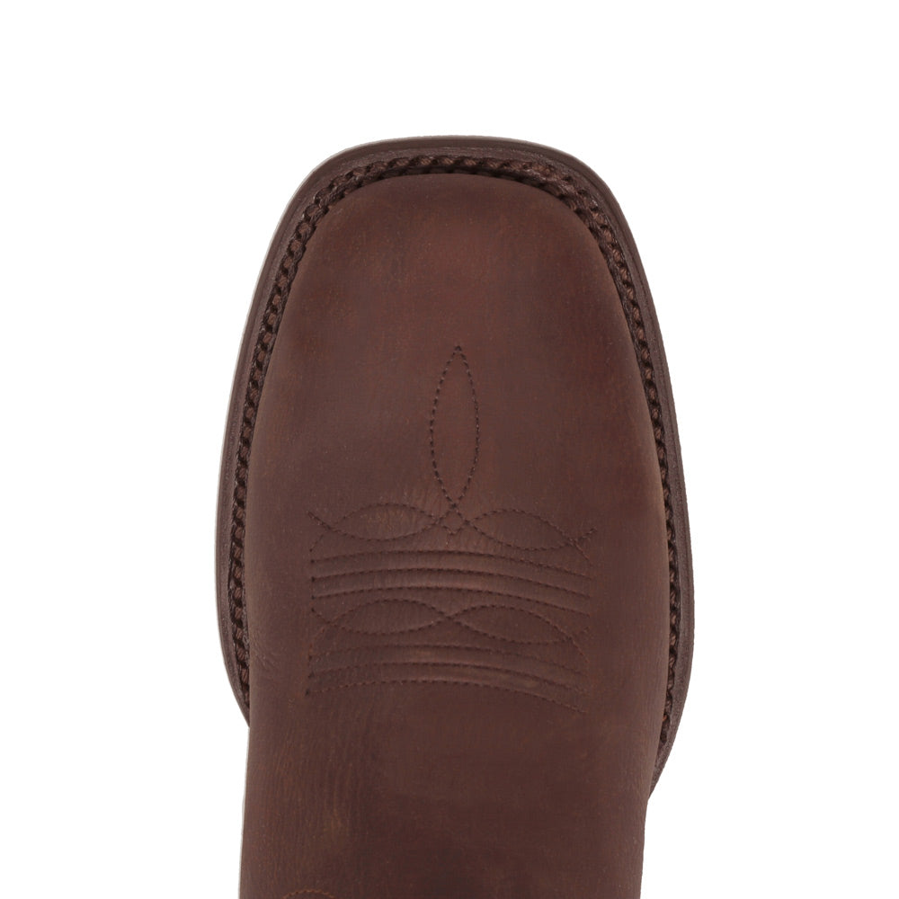 Bridle Brown-WRANGLER Mens Memphis Broad Square-Toe Leather Western Cowboy Boot