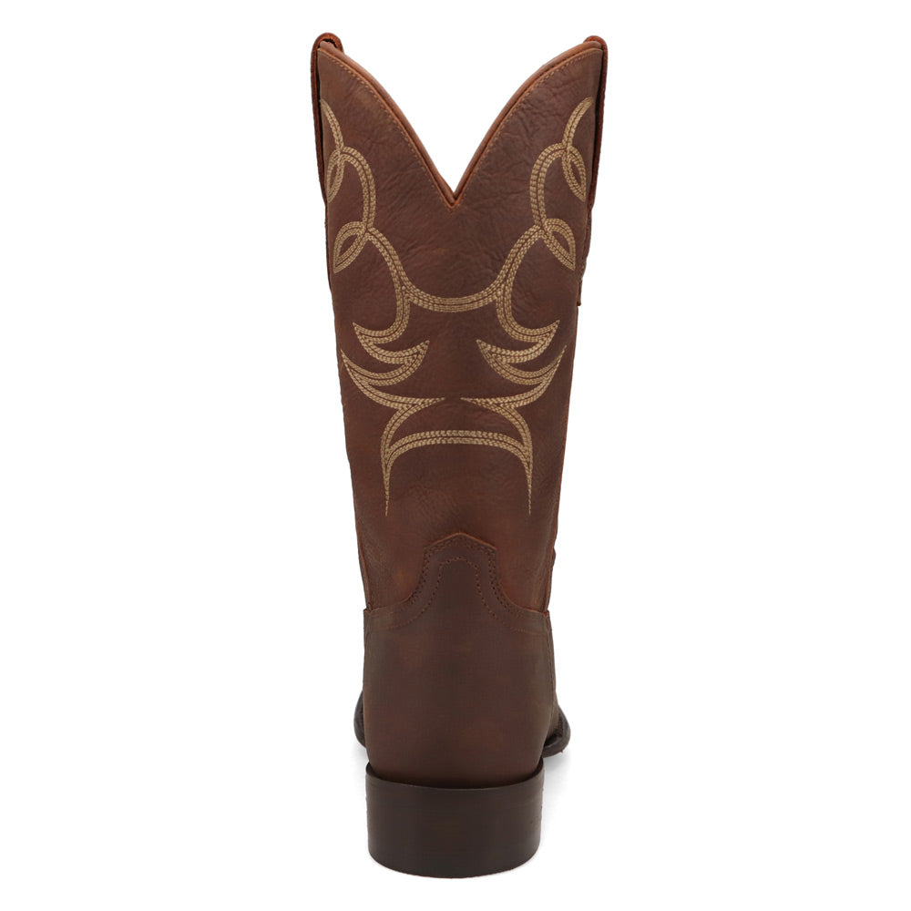 Bridle Brown-WRANGLER Mens Memphis Broad Square-Toe Leather Western Cowboy Boot