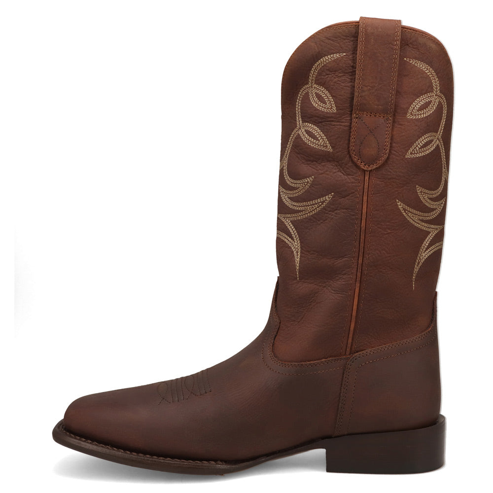 Bridle Brown-WRANGLER Mens Memphis Broad Square-Toe Leather Western Cowboy Boot