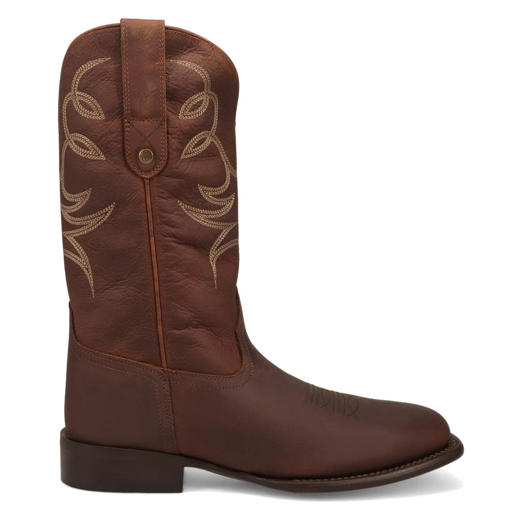 Bridle Brown-WRANGLER Mens Memphis Broad Square-Toe Leather Western Cowboy Boot