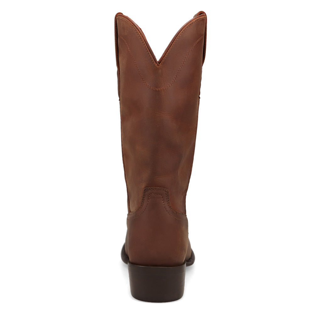 Bridle Brown-WRANGLER Mens Keenan Round-Toe Leather Western Cowboy Boot