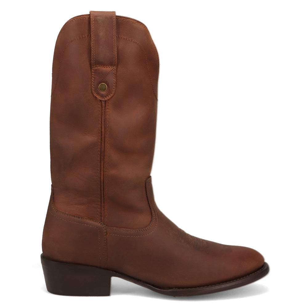 Bridle Brown-WRANGLER Mens Keenan Round-Toe Leather Western Cowboy Boot