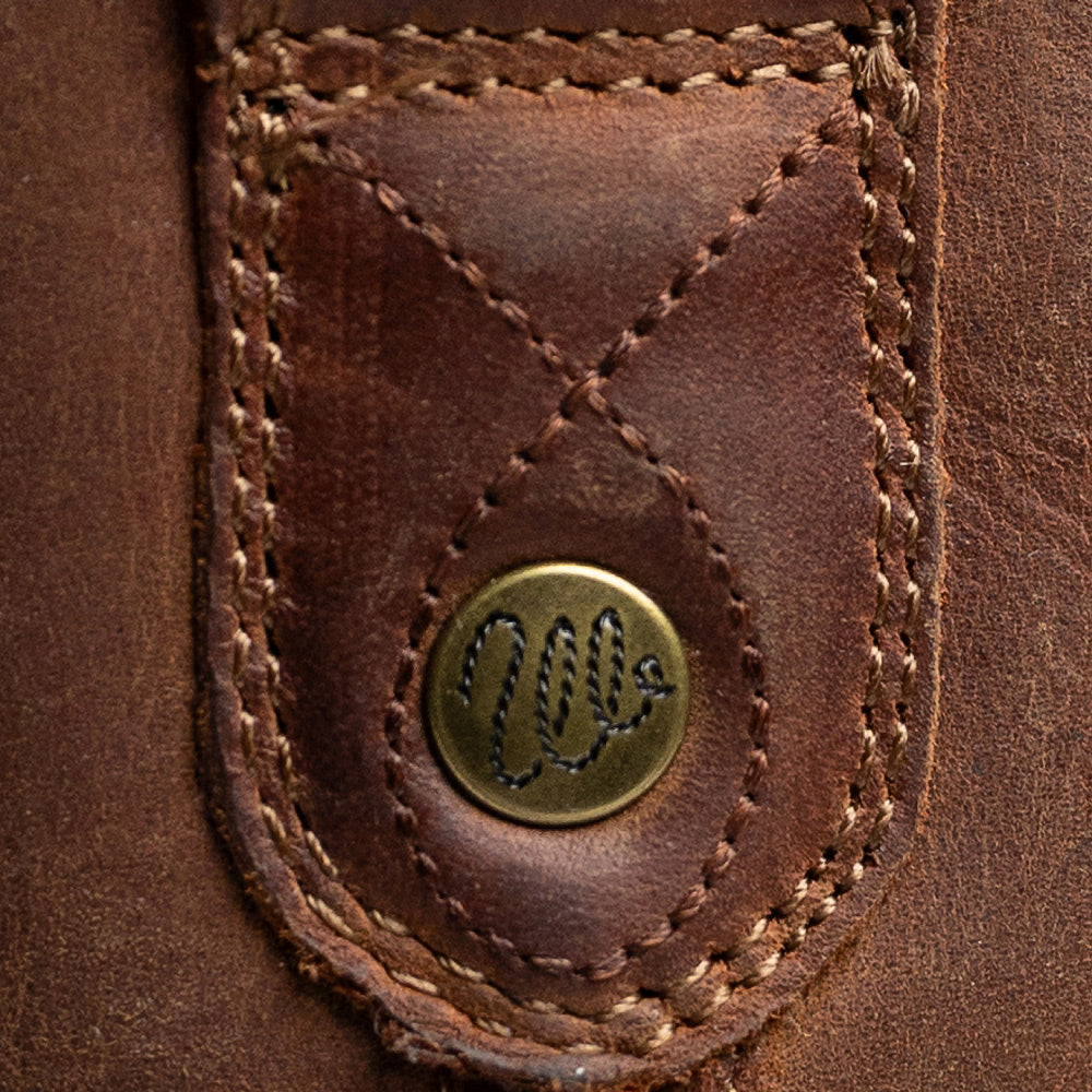 Bridle Brown-WRANGLER Mens Keenan Round-Toe Leather Western Cowboy Boot