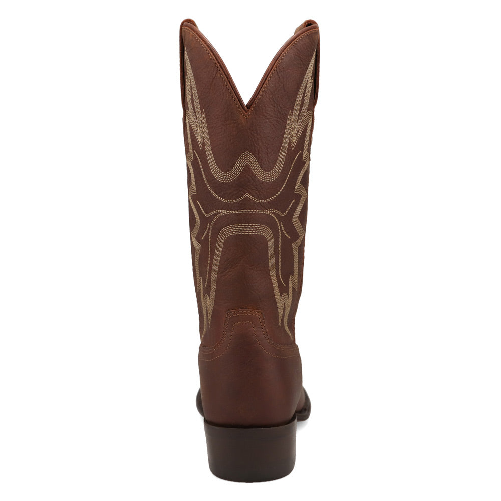 Bridle Brown-WRANGLER Mens Kearney Round-Toe Leather Western Cowboy Boot