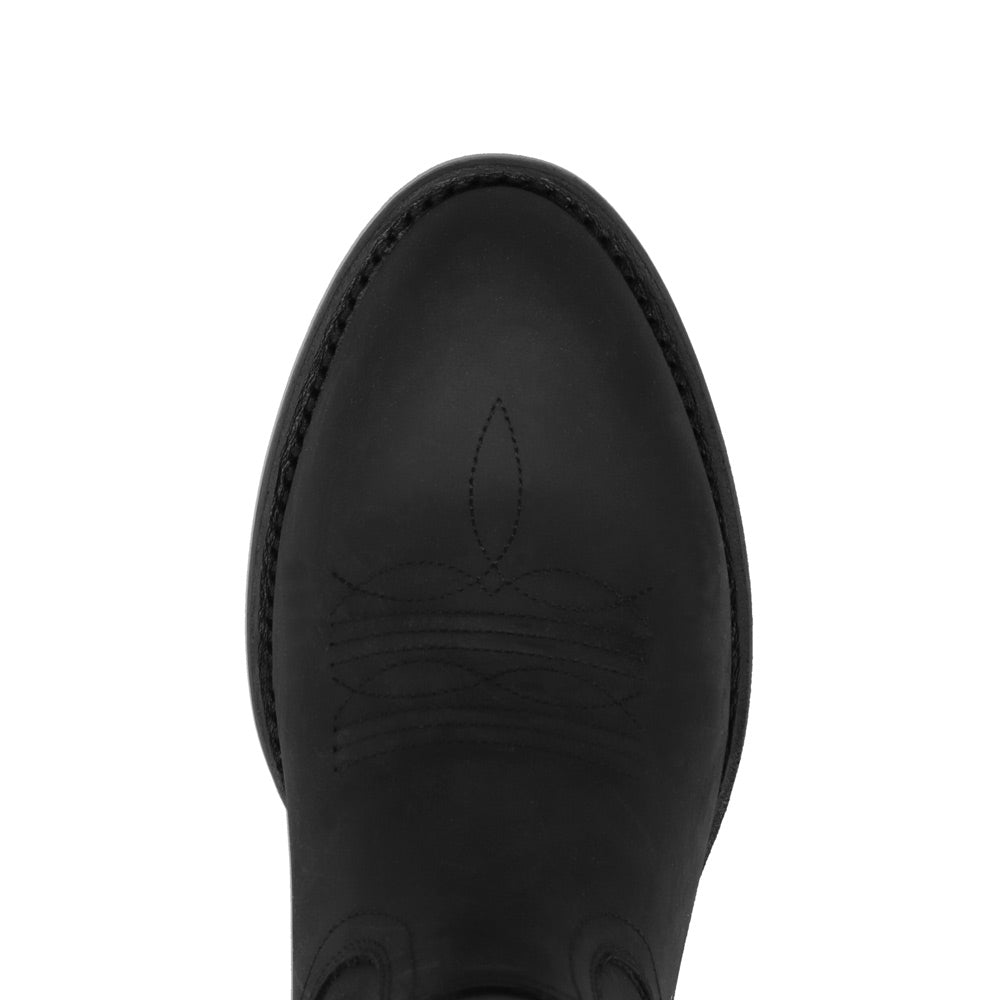 Black-WRANGLER Mens Keenan Round-Toe Leather Western Cowboy Boot