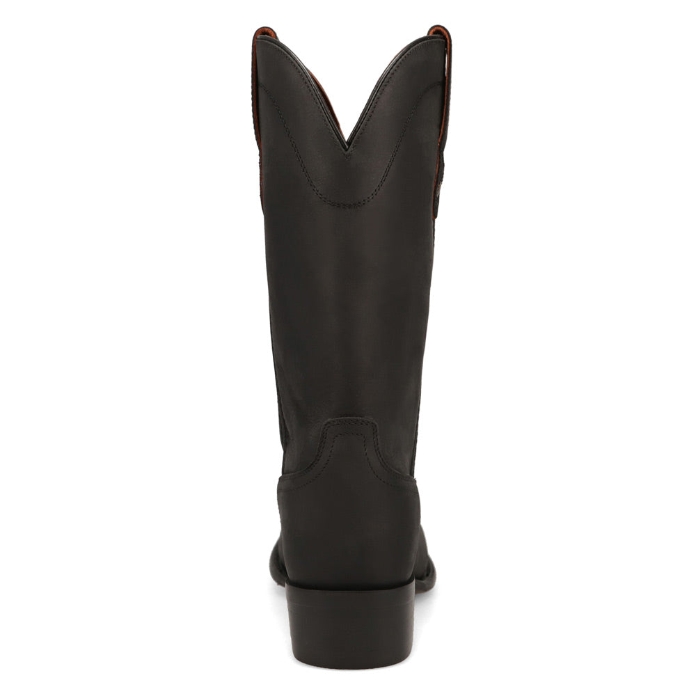 Black-WRANGLER Mens Keenan Round-Toe Leather Western Cowboy Boot