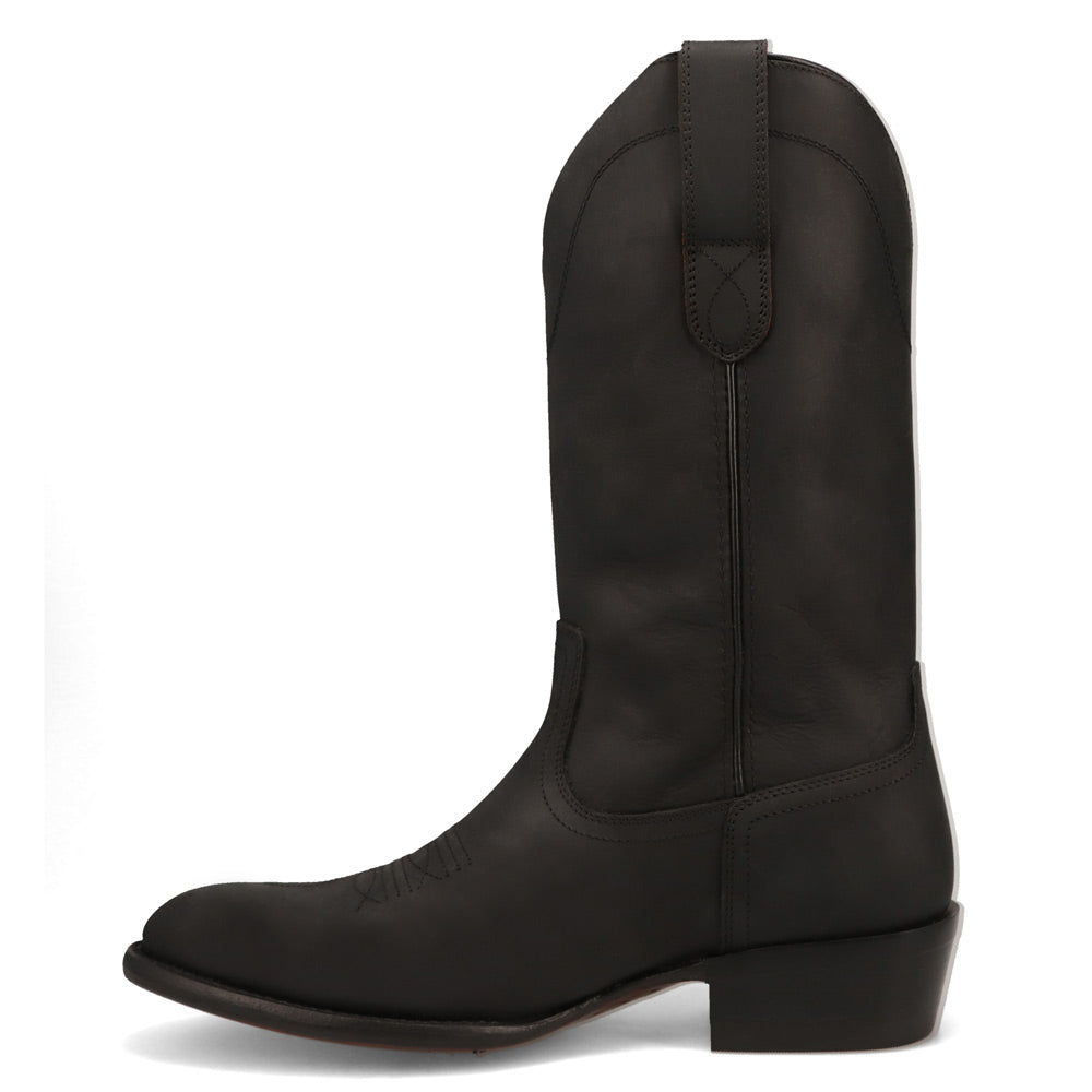 Black-WRANGLER Mens Keenan Round-Toe Leather Western Cowboy Boot