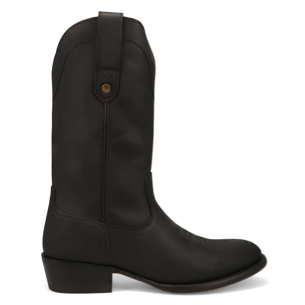 Black-WRANGLER Mens Keenan Round-Toe Leather Western Cowboy Boot