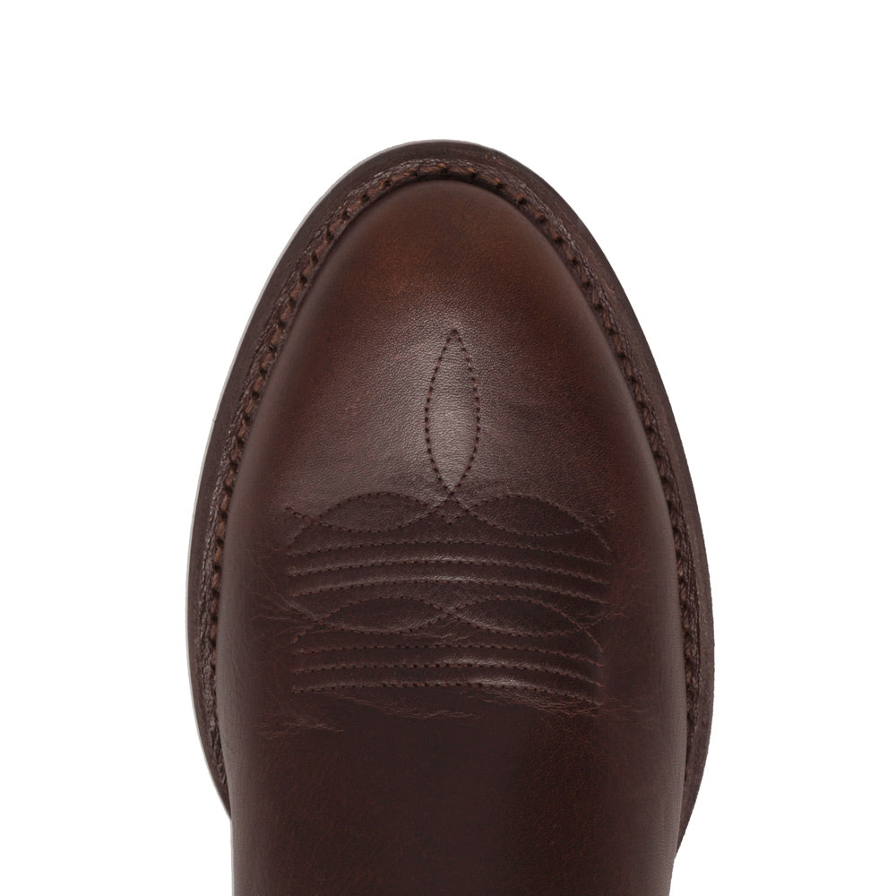 Brandy-WRANGLER Mens Keenan Round-Toe Leather Western Cowboy Boot